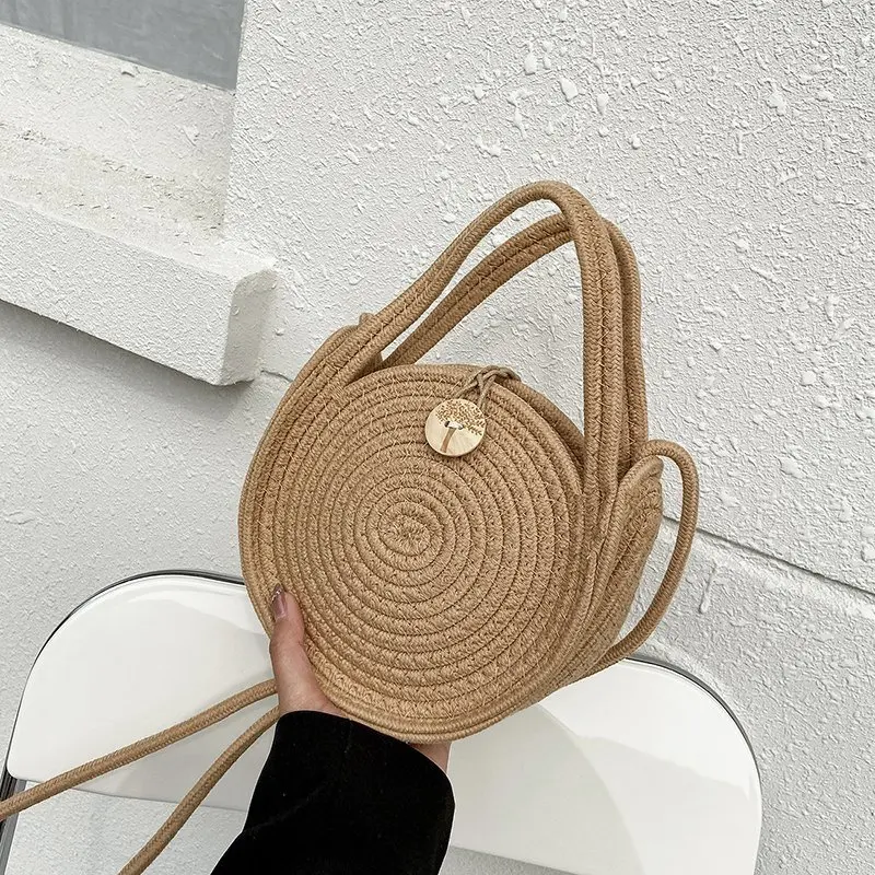 

Женская винтажная плетеная Сумка, новинка 2021, летняя сумка на одно плечо и сумки-мессенджеры, Женский кошелек, мягкая соломенная сумка