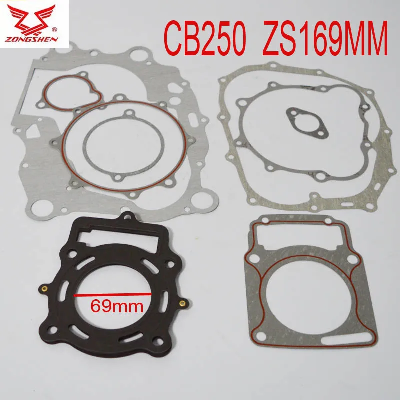 Полный комплект прокладок двигателя LC170MM ZS169MM zongshen 250cc CB250 с воздушным охлаждением