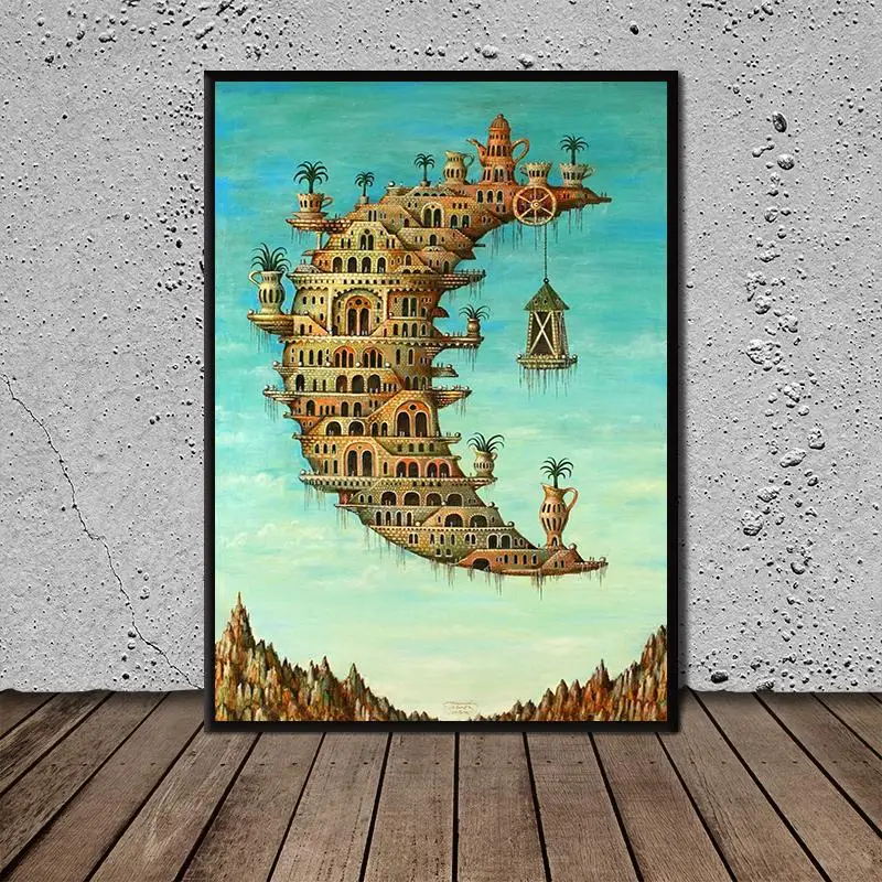

New Arrival Modern Nordic Decor Salvador Dali Living on The Moon Art Poster Canvas Painting Wall Art Pictures Gifts