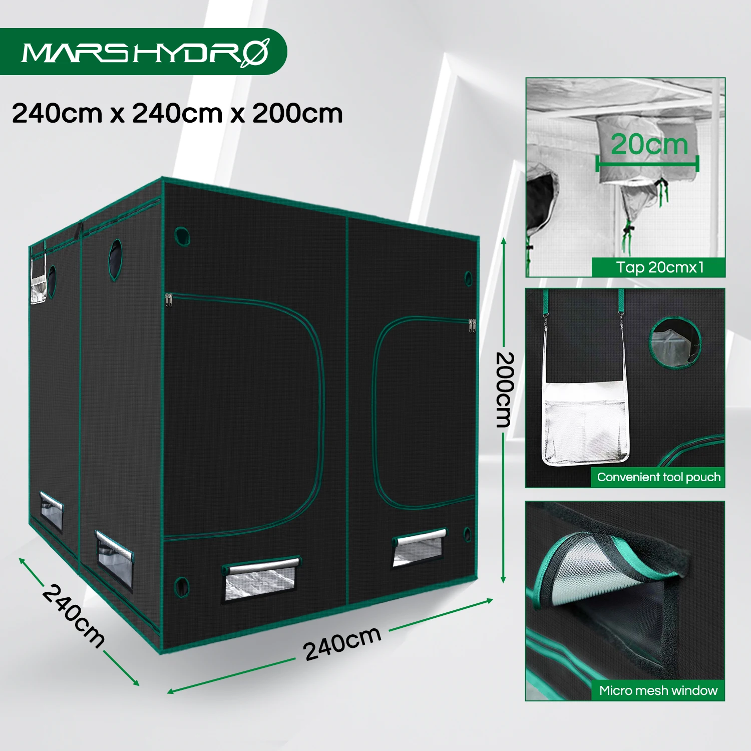 MarsHydro 240x240x200 см (96 ''x 96'' x 80 '') тент для выращивания в помещении