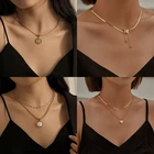 Винтажное ожерелье с бабочкой для женщин, изящные чокер из нержавеющей стали под золото с цепочки с подвесками в форме сердца, Подарочная бижутерия для женщин