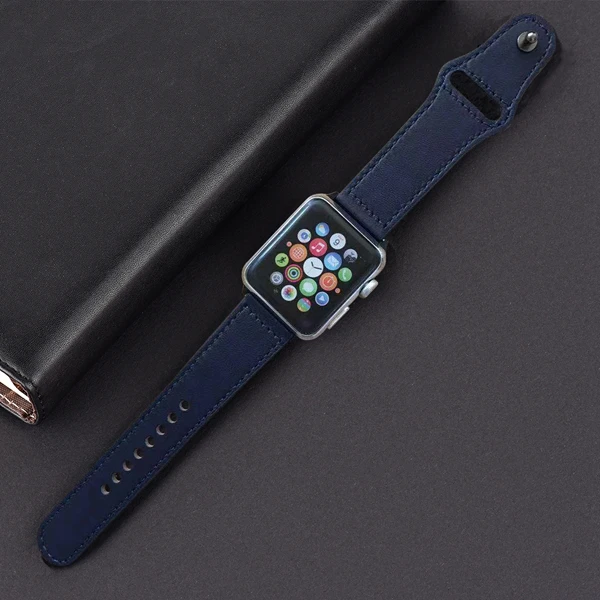 midnight blue Ремешок для apple watch ремешок из натуральной Кожаный ремешок 42 мм, 38 мм, ремешок для наручных часов iwatch, Версия 44 мм 40 мм 5/4/3/2/1 браслет аксессуары - Цвет ремешка: midnight blue