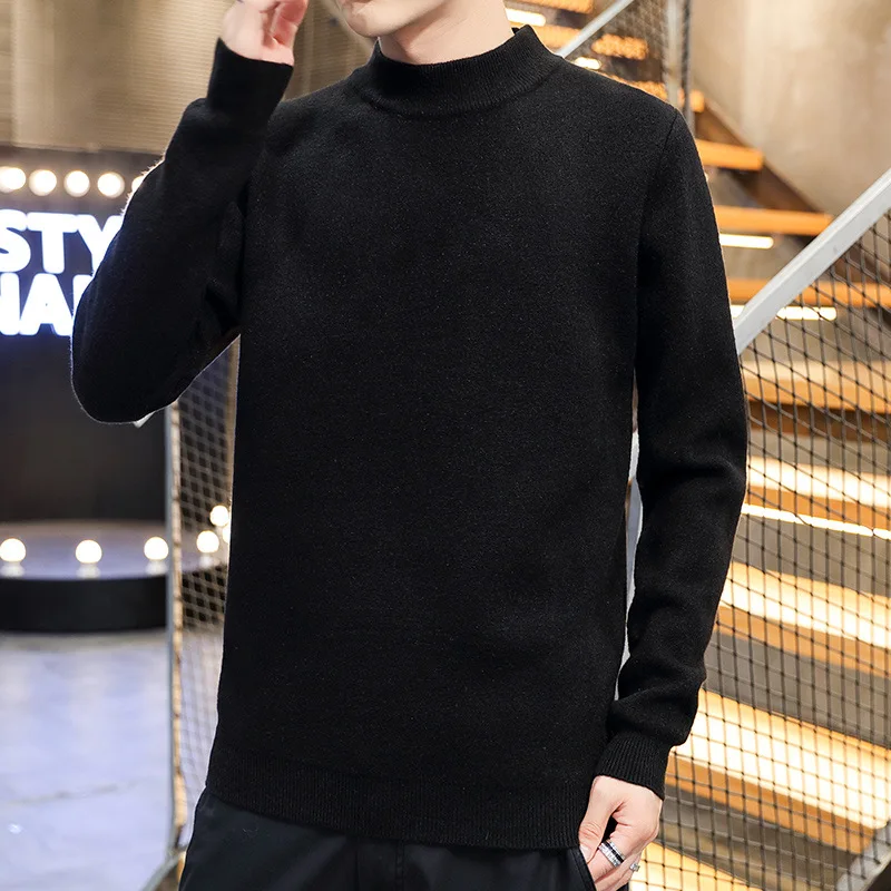 

Soft Men's Wool Pullover Knitting Stretchy Solid Color Long Sleeve Spring Autumn Casual Joker Hot Sale Quality Male Sweater