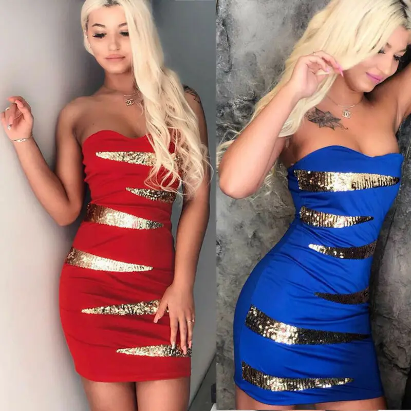 

Goocheer 2019 New Womens StraplessTops Slip Mini Sequin Dress Camisole Bodycon Evening Party Sexy Dresses