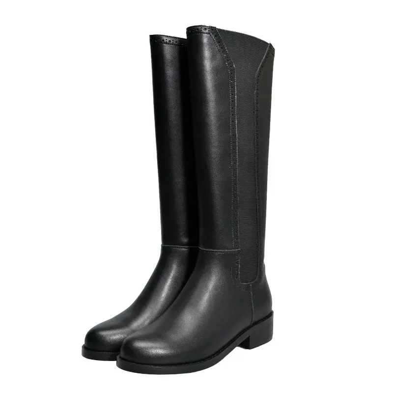 Женские сапоги в западном стиле QUTAA черные до колена из искусственной и кожи на