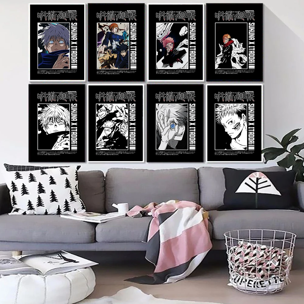 

Anime Jujutsu Kaisen Poster Retro cartoon Wall Art Canvas Painting bedroom study home living room decoration prints pictures