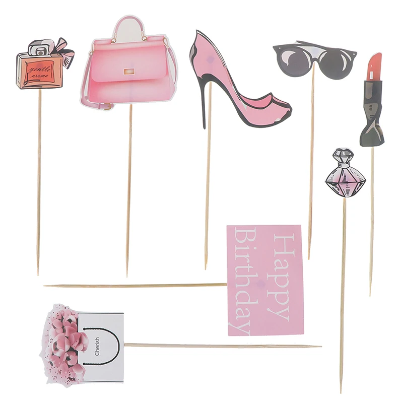 8 шт. розовый Топпер для торта на день рождения свадебной вечеринки украшение