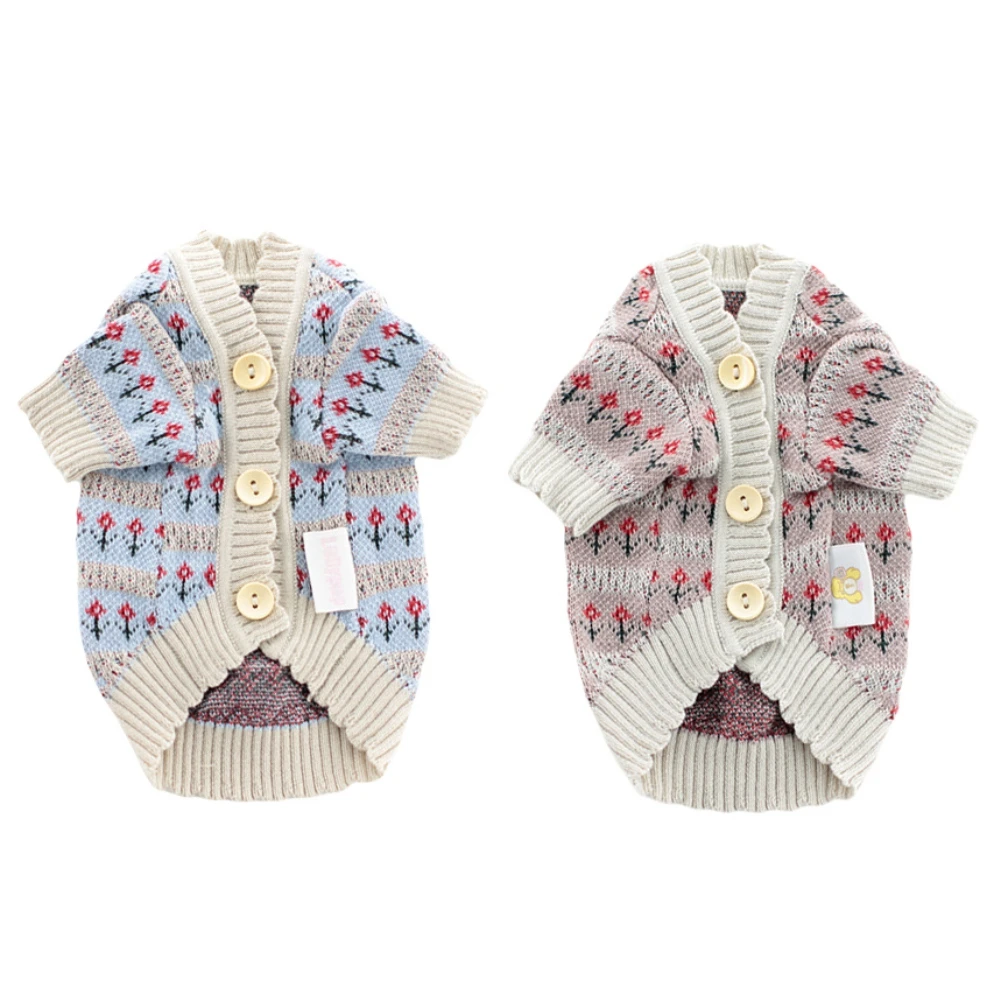 

Осенне-зимнее трикотажное пальто для собак, теплая трикотажная одежда, свитер, куртка для маленьких и средних собак, костюм для домашних жив...