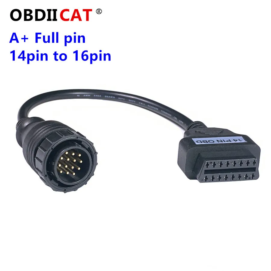 High Quality Full 14Pin to 16Pin for OBD2 Cable Adapter Diagnostic Connector full 14pin | Автомобили и мотоциклы