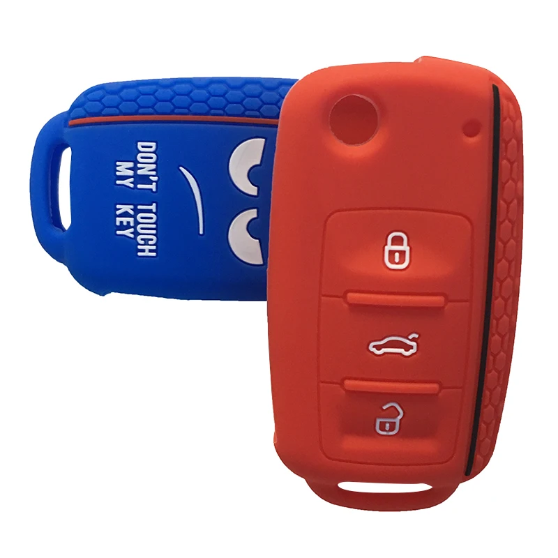 

Dont Touch My Key Silicone Car Key Fob Cover for VW Polo Bora Beetle Tiguan Passat Golf for Skoda Fabia Octavia for Seat Leon