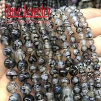 natural black white dragon vein agates round loose beads 4 6 8 10 12mm for jewelry making diy ear studs bracelet accessories 15
