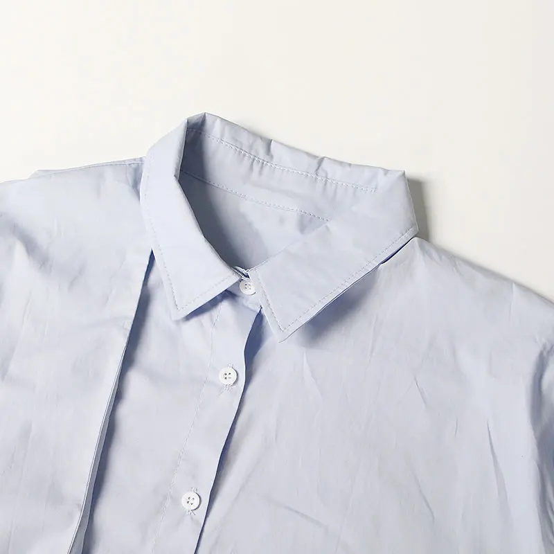 

XITAO Asymmetrical Bandage Splicing Shirt Solid Color Sequined Fashion Women Casual Summer New Simplicity All-match Top LDD2037