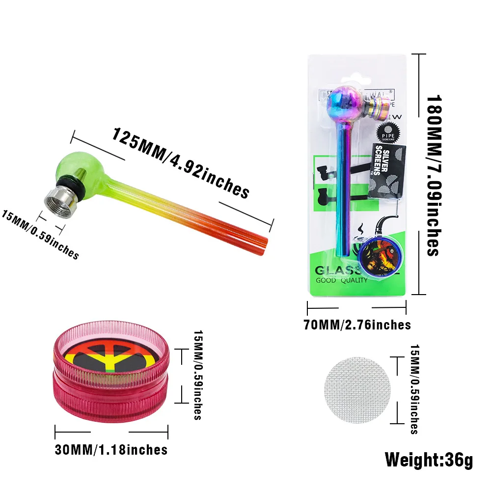 

On-The-Go Smoking Pipes Tobacco Hand Spoon Pipe +Screen +Herb Grinder Combo