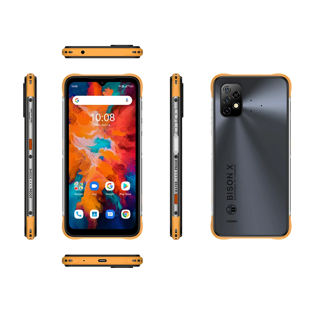 umidigi bison x10 global version rugged phone 4gb ram 64gb128gb rom 6150mah 6 53inch android 11 mtk helio p60 octa core otg nfc free global shipping