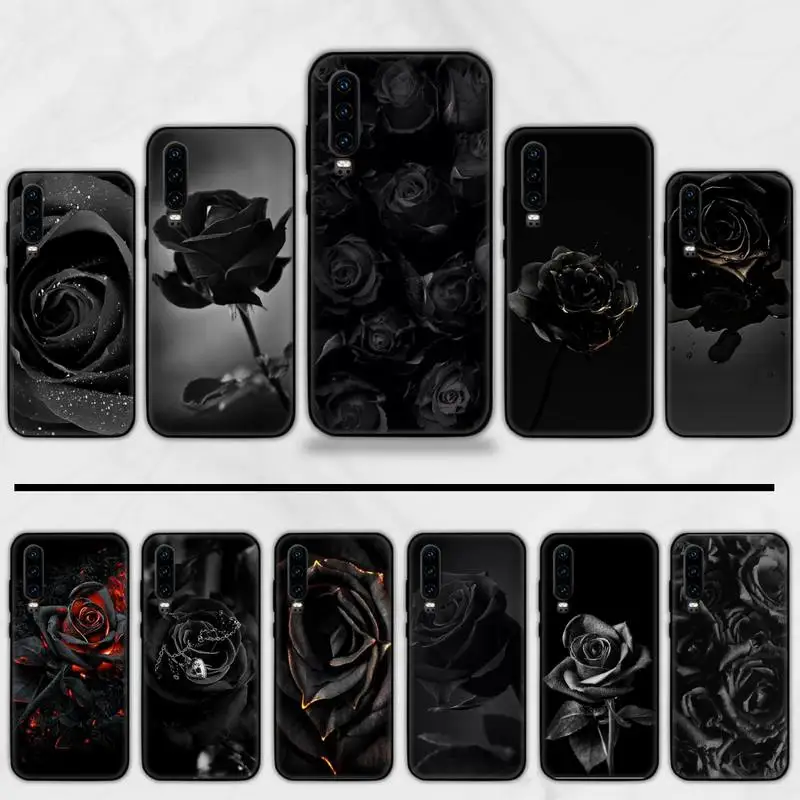 

Black Sexy Art Rose Lover Phone Case For Huawei honor Mate P 9 10 20 30 40 Pro 10i 7 8 a x Lite nova 5t cover funda shell