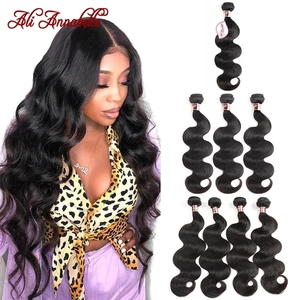 Али Annabelle волосы бразильские волнистые волосы пряди 100% человеческие волосы переплетения 134 шт натуральный Цвет Волосы Remy волос для наращивания 3 Связки
