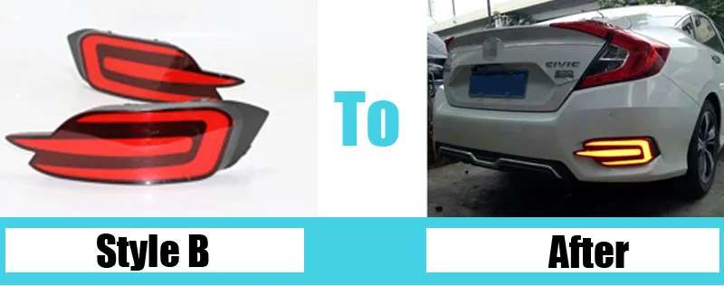 12V авто светодиодный DRL Габаритные огни Задний бампер стоп светильник хвост светильник противотуманная фара для Honda Civic 10th