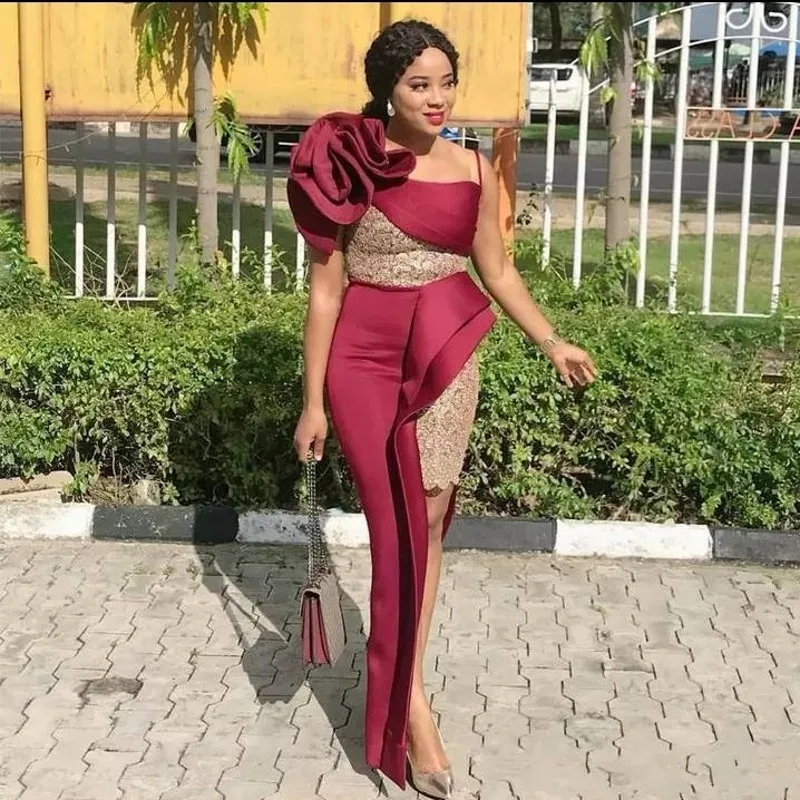 

Wine Red Prom Dress Beads Pleats Custom Made Long Evening Gown Side Slit Formal Gowns Shoulder Pleated Robe de soiree