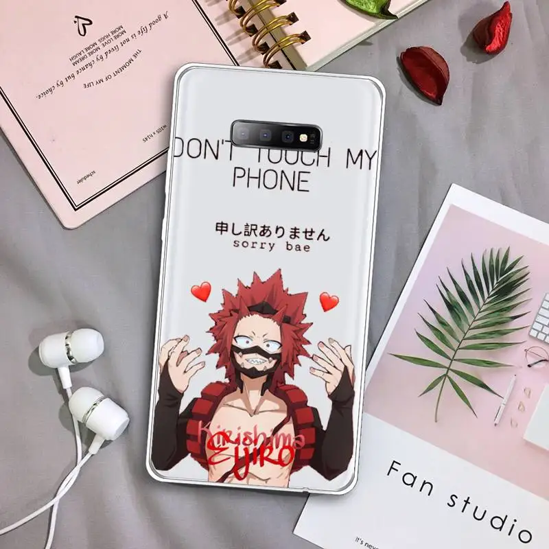 

kirishima Anime My Hero Academia Phone Case Transparent For Samsung Galaxy A 71 21s S note 8 9 10 plus 20 ultra