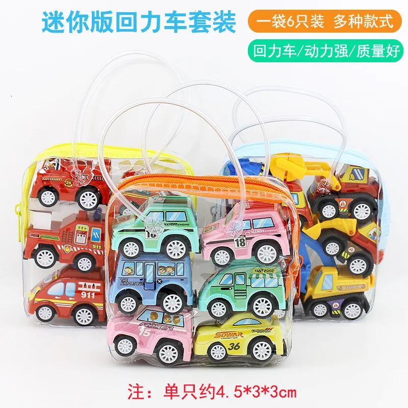 6 шт./компл. Мультяшные тяговые автомобили пластиковые горячие колеса трактор