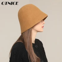 2021 new womens bucket hat fashion panama warm bucket hat shading for wool hip hop hat for autumn and winter black casual caps