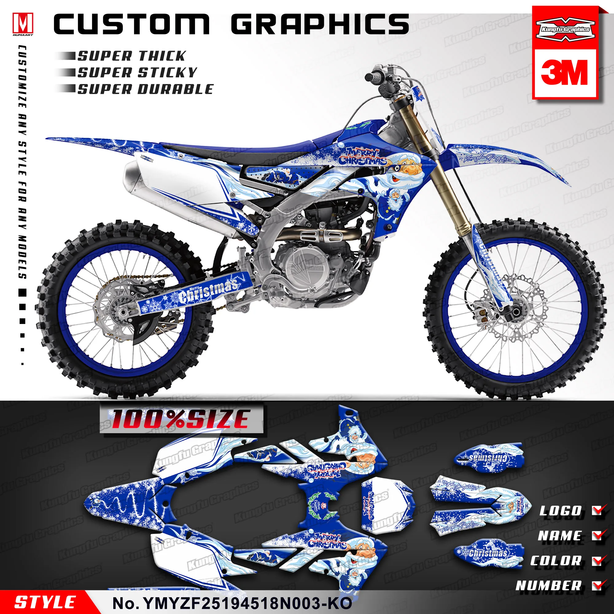 KUNGFU графика персонализированный стикер набор для Yamaha YZ450F YZ250F YZ 250F YZF450(Стиль № YMYZF25194518N003-KO