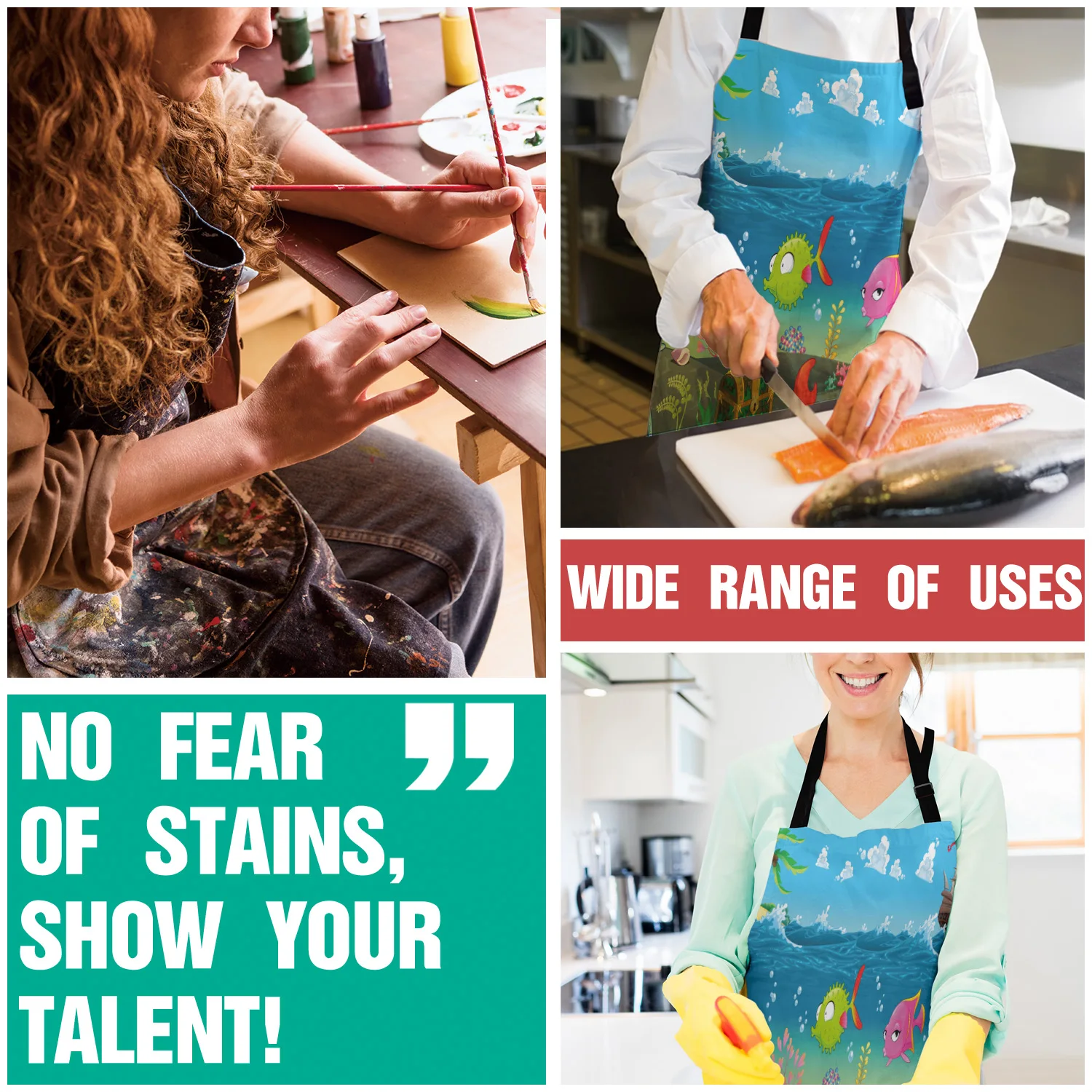 Tophome Кухонный Фартук мультяшный подводный мир океан Краб регулируемые фартуки из