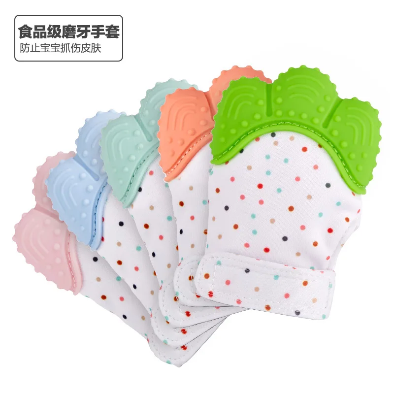 

Maternal and child supplies baby teether gloves newborn molars gloves baby silicone voice toys