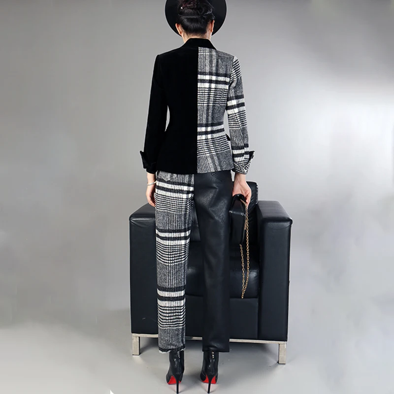 TWOTWINSTYLE женские брюки из искусственной кожи с высокой талией, популярные цвета, ассиметричные, пэтчворк, длина по щиколотку, шерстяные женские брюки, новинка весны