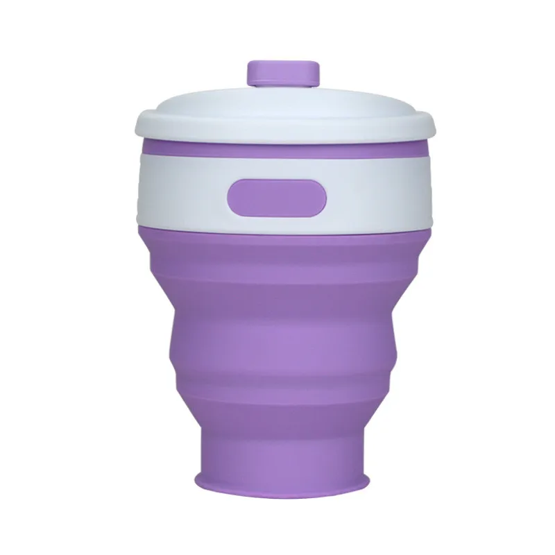 Purple 300 мл портативная силиконовая чашка кофейная кружка телескопическая кремнеземная Питьевая Складная чашка для полоскания уличная многоразовая дорожная Детская кружка чашки - Цвет: Purple