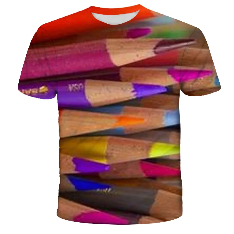 

2021 fashion personality T-shirt color 3d standard printing colorteenager boy girl clothes shirt short top