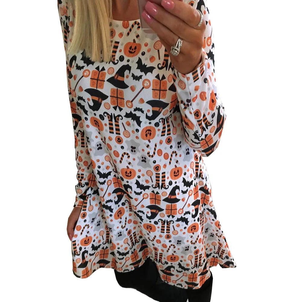 Платье на Хэллоуин мода 2020 белое с длинным рукавом круглым вырезом для праздника