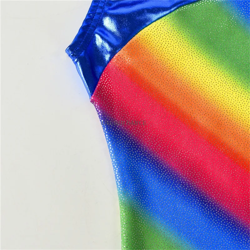 Дешевые блестящие радужные танцевальные унитазы гимнастические трико для