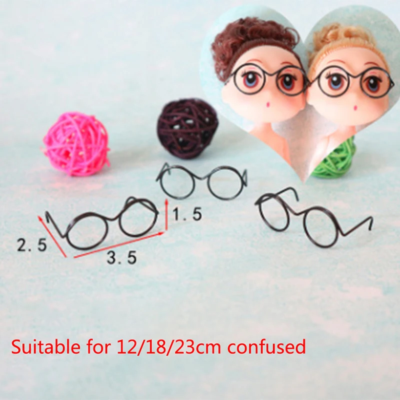 5PCS Great Collection Fashion Black Round Frame Lensless Retro Doll Glasses Alloy For | Игрушки и хобби