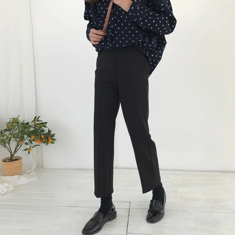 

Woman Straight Pants Spring and Autumn High Waist Slim Office Lady Full Length Trousers Female Ankle Trousers Good Quality FC620