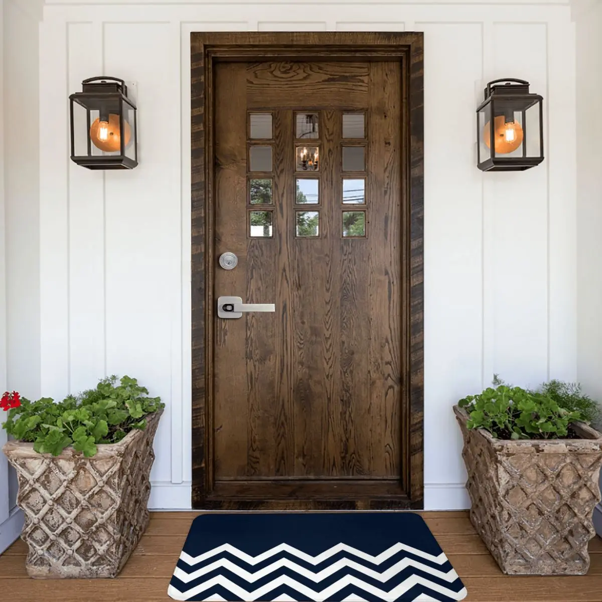 Белый Морской Зигзаг Элегантный Коврик Ковер Коврик для ног Ванная комната Материал полиэстер Антискользящая балкон Туалет Моющийся Песок Щетина.