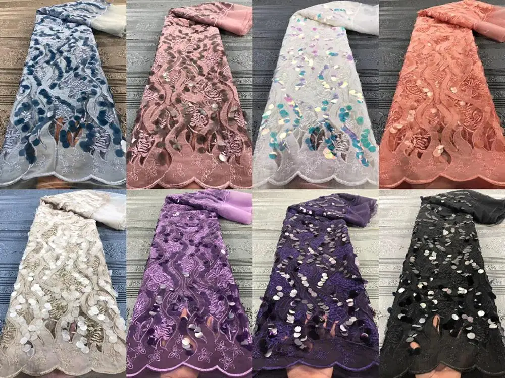 

2020 Korea cotton Lace Fabric With Applique sequins For African dress Swiss Voile Lace in Switzerland Chiffon lace fabric