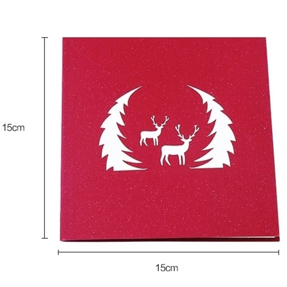 Милые Мультяшные 3D выдвижные праздничные поздравительные открытки с оленем