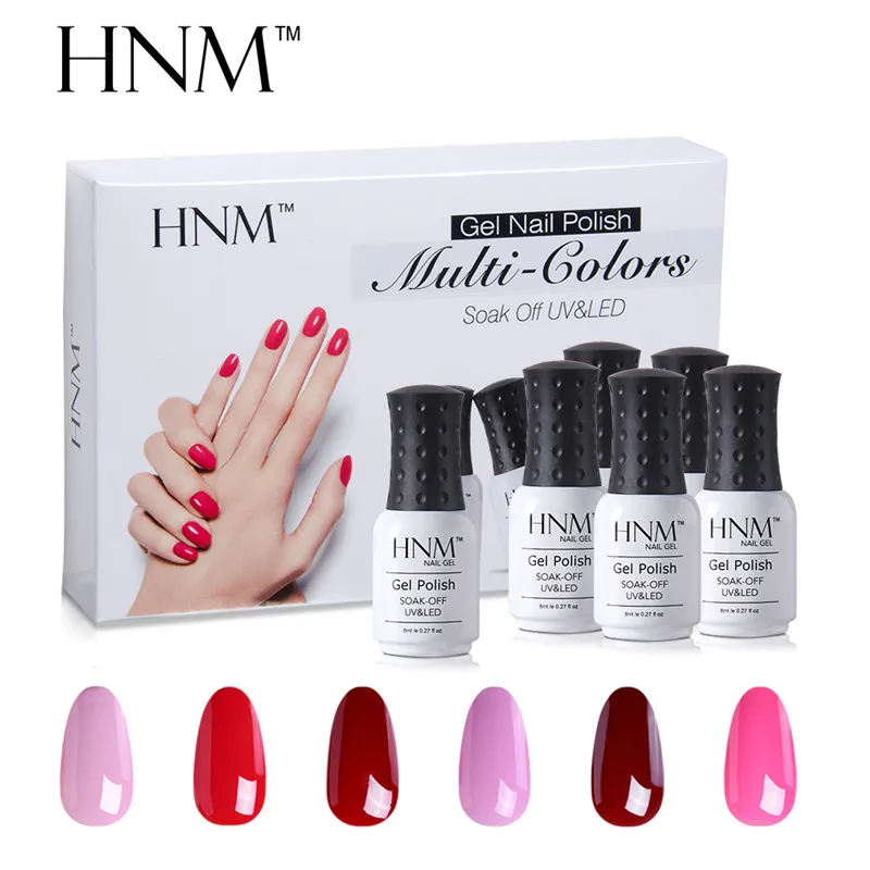 HNM 6pcs/set Nail Art Pure Color 8ML Gel Varnish Sets Nail Polish Kit Manicure UV Gel Lucky Gel Varnish Lacquer DIY For Nail Kit - Цвет: 23