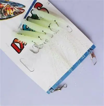 

5PCS/Pack Sabiki Shrimp Rigs Glitter Glow in the dark Fish Fishing Bait Baits Lure Catch Size16 Hook Drop Shipping