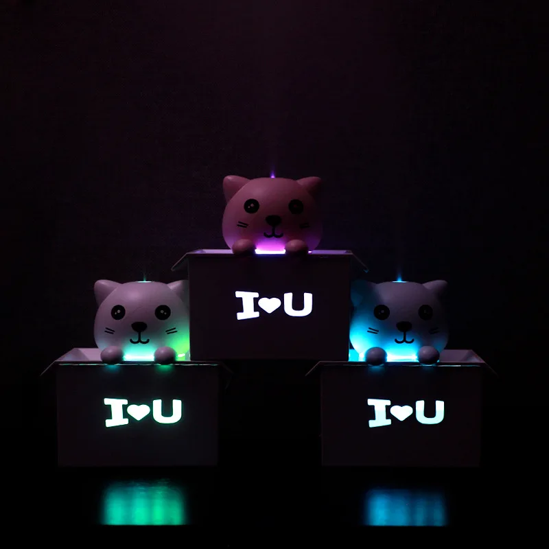 

Valentine's Day Gift USB Air Humidifier Aroma Oil Diffuser Cute Pet Cat with Color Light