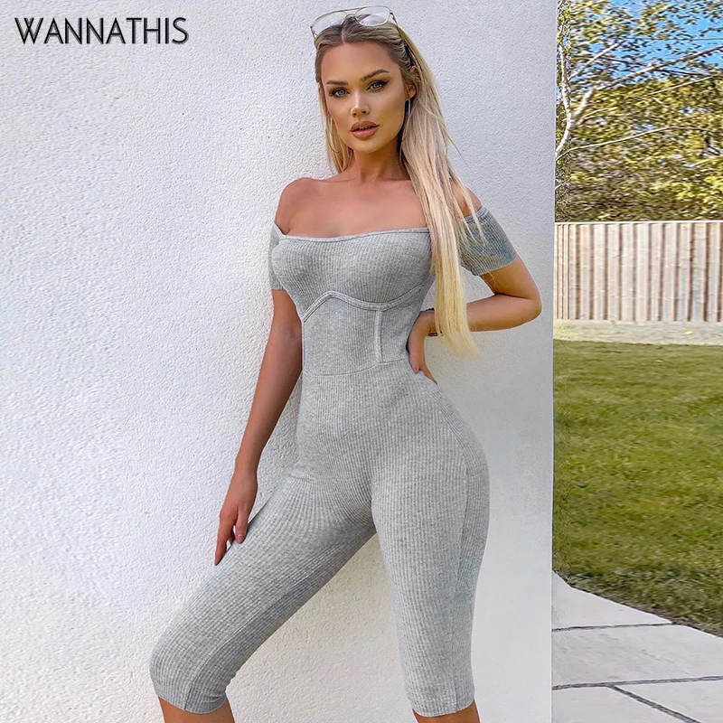 Сексуальный комбинезон WannaThis с коротким рукавом повседневный облегающий женский