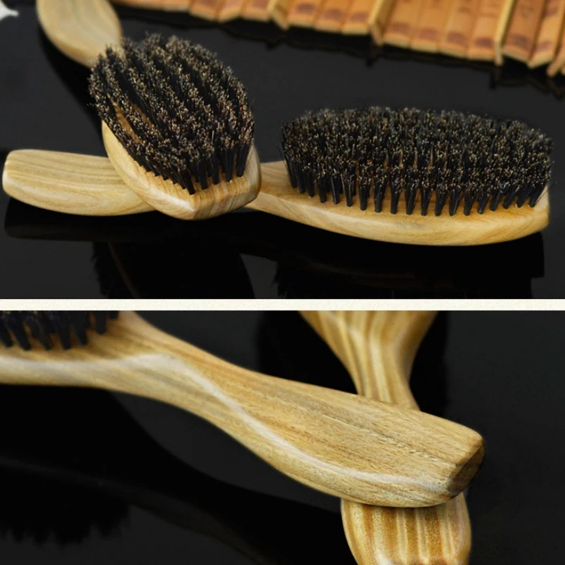 

Natural Sandalwood Fine Comb Anti-Static Care Brush Head Natural Wild Boar Bristles Hair Brush Green Sandalwood