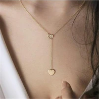fashion simple hollow out heart shaped pendant necklace charming female gold clavicle chain choker womens party wedding jewelry