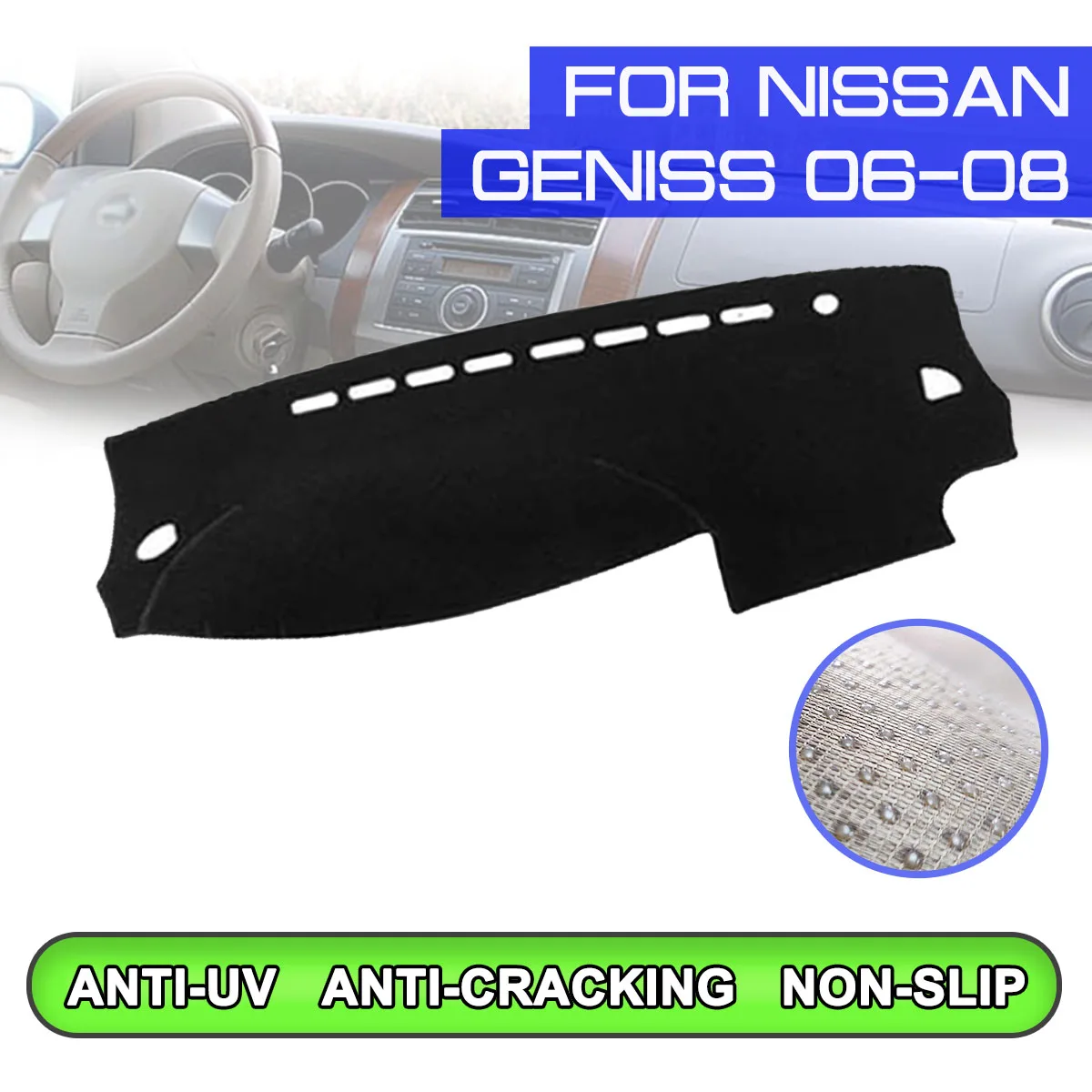 

Car Dashboard Mat Anti-dirty Non-slip Dash Cover Mat UV Protection Shade for Nissan Geniss 2006 2007 2008