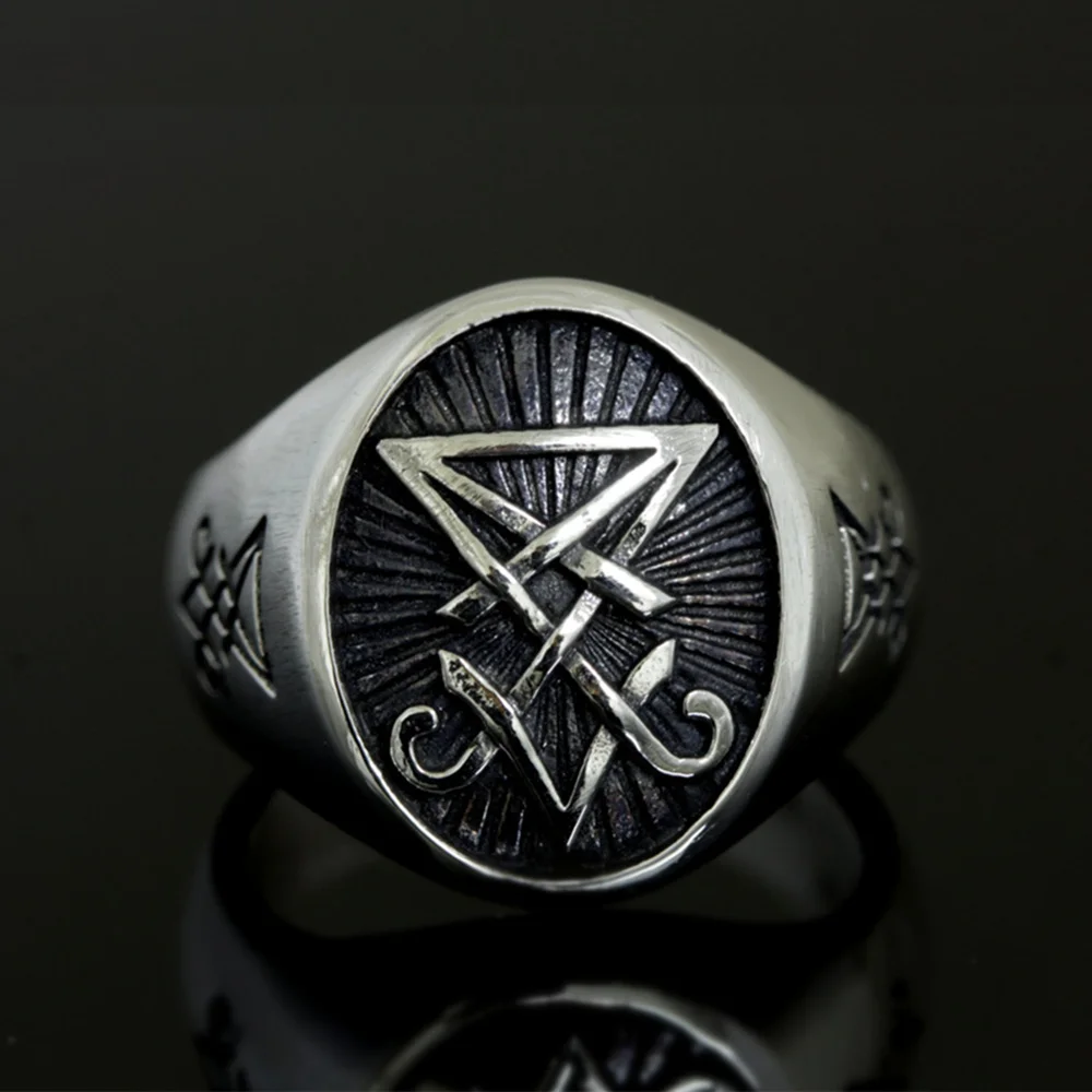 Люцифер Нержавеющая сталь Sigil кольца Бафомет, уплотнение сатаны кольцо амулет Love You To ювелирные изделия wicca