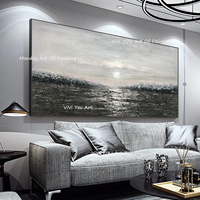 

Large Modern Original Oil Painting Handpainted Painting Art Abstract Free Shipping Taupe White Brown Contemporary Design Canvas