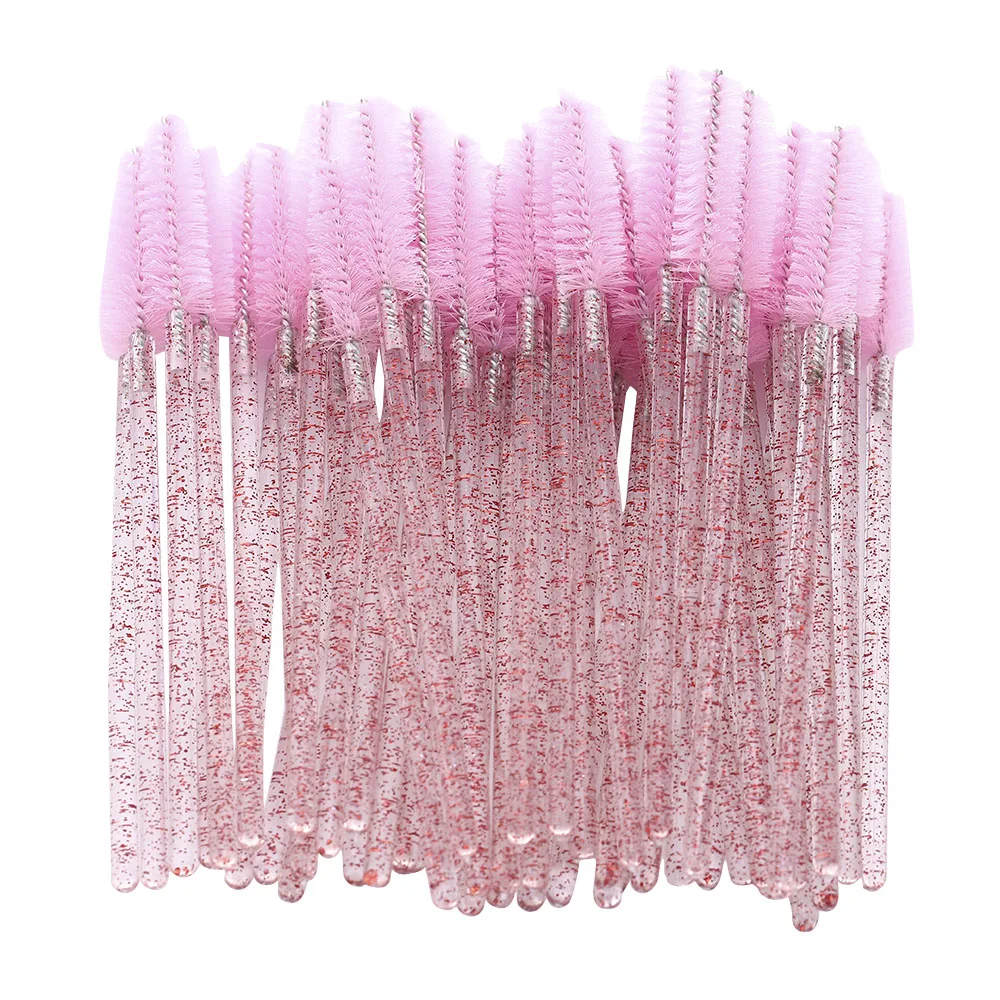 

10-50 Pcs Disposable Bendable Good Quality Crystal Eyelash Makeup Brushes Diamond Handle Mascara Wands Eyelash Extension Tools