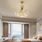 Светодиодная люстра в скандинавском стиле, декоративная Подвесная лампа в виде одуванчика, ветки дерева, светлячков, для гостиной, спальни