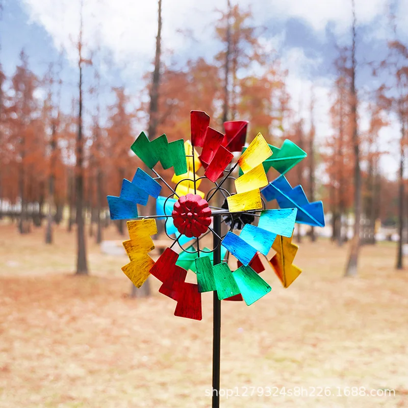 

Nordic Colorful Iron Windmill Garden Yard Outdoor Decoration Home Gardening Landscaping Outdoor Courtyard Layout Landscape Floor